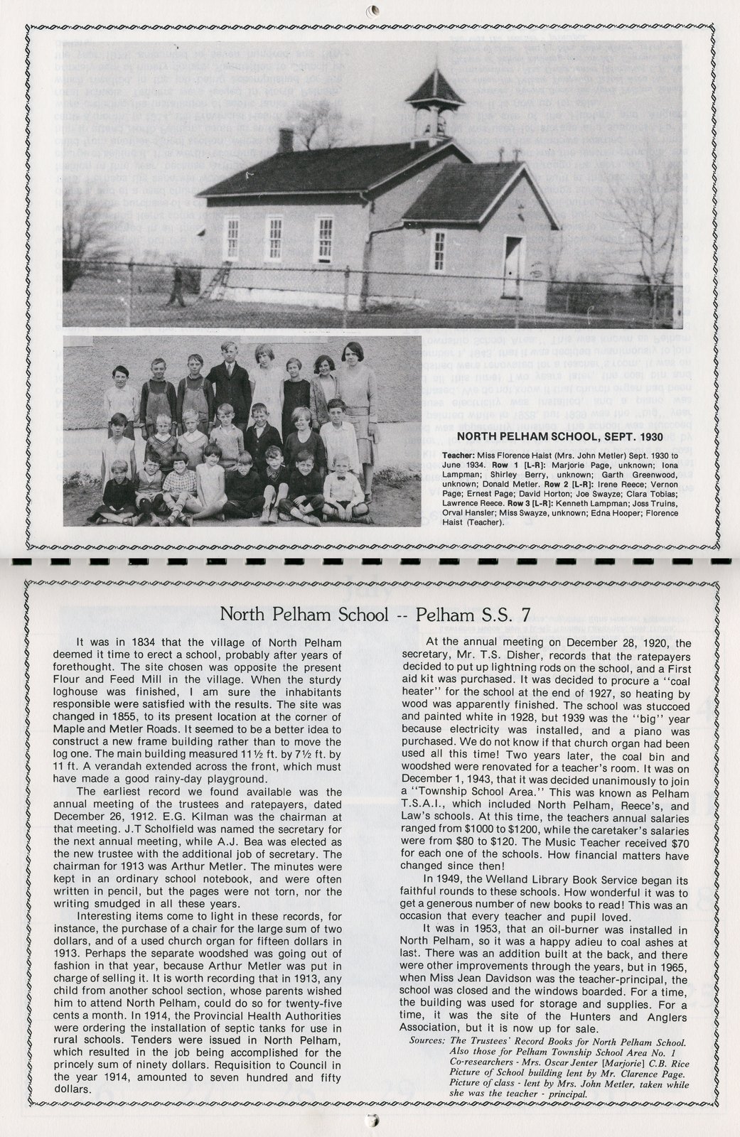 Full Image View Pelham Historical Calendar 1981 "North Pelham School