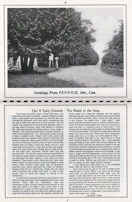 Pelham Historical Calendar 1983: &quot;Part II Early Fenwick - The Roads in the Area&quot;