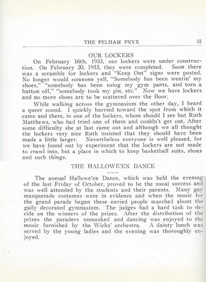 Pelham Pnyx 1933 - Our Lockers and The Haloween Dance