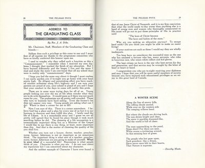 Pelham Pnyx 1934 - Address to the Graduating Class and &quot;A Winter Scene&quot;