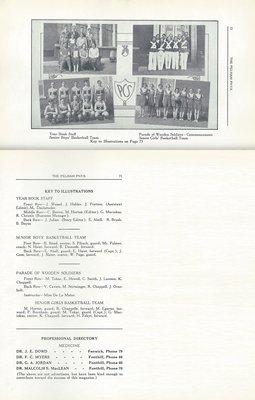 Pelham Pnyx 1935 - Photographs of Year Book Staff, Parade of Wooden Soldiers, and the Senior Girls and Boys' Basketball Teams