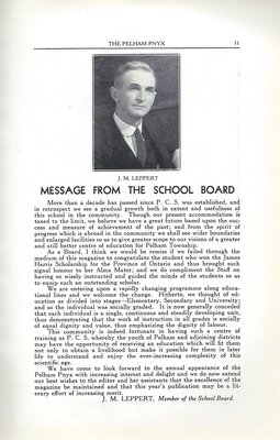 Pelham Pnyx 1938 - Message from the School Board