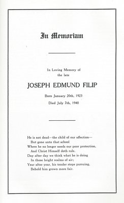 Pelham Pnyx 1941 - In Memoriam of Joseph Edmund Filip