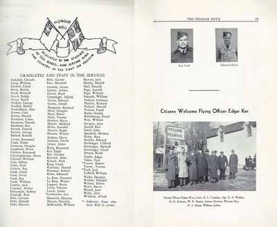 Pelham Pnyx 1943-44 - Graduates and Staff in the Services and Welcoming for Flying Officer Edgar Ker