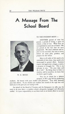 Pelham Pnyx 1943-44 - A Message from the School Board