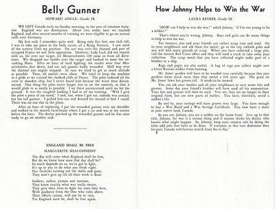 Pelham Pnyx 1943-44 - Stories &quot;Belly Gunner&quot; and &quot;How Johnny Helps to Win the War&quot; and Poem &quot;England Shall Be Free&quot;