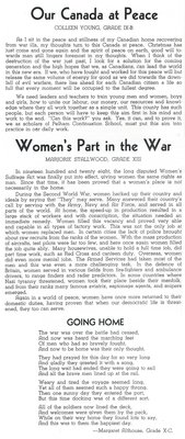 Pelham Pnyx 1946 - Articles &quot;Our Canada at Peace&quot;, &quot;Women's Part in the War&quot;, and Poem &quot;Going Home&quot;