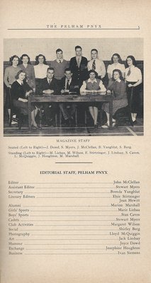 Pelham Pnyx 1949 - Editorial Staff Credits and Photograph