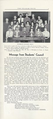 Pelham Pnyx 1950 - Students' Council Photograph and Message