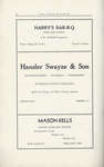 Pelham Pnyx Advertisements - Harry's Bar-B-Q, Hansler Swayze & Son, and Mason-Kells Motor Sales and Serivce