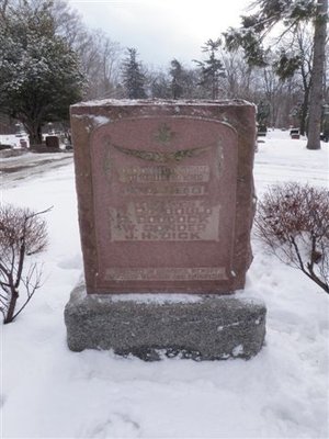 St. Mary's Cemetery Monument for &quot;PRIVATES W. RAYBOULD, R. BOOCOCK, W. CONDOR, J. H. DICK&quot;.
