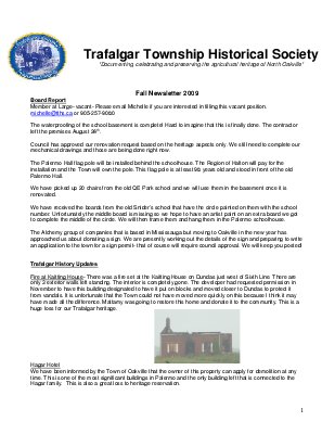 Trafalgar Township Historical Society Newsletter 2009  Fall