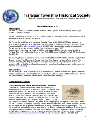 Trafalgar Township Historical Society Newsletter 2009 Winter #2