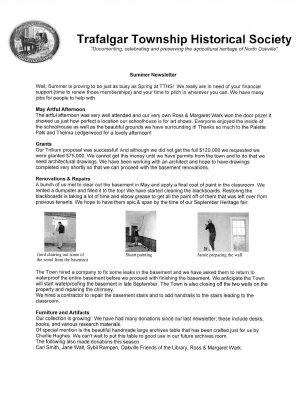 Trafalgar Township Historical Society Newsletter 2008 Summer