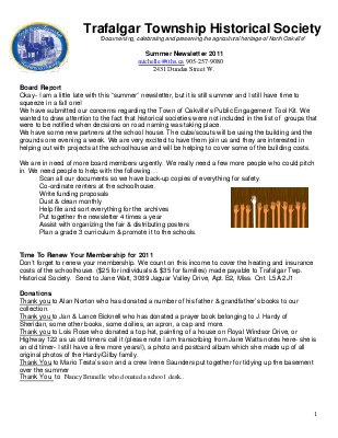 Trafalgar Township Historical Society Newsletter 2011 Summer