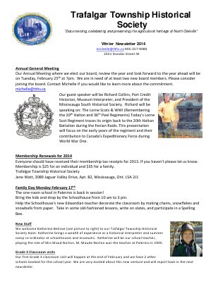 Trafalgar Township Historical Society Newsletter 2014 Winter