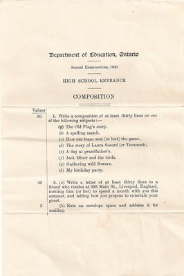 1930 High School Entrance Exam, Composition