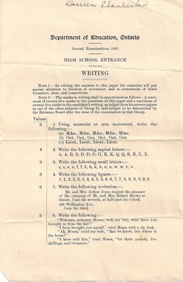 1931 High School Entrance Exam, Writing