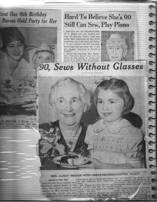 Hettie Biggar, Newspaper Articles at Age 90 and Age 98