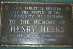 Palermo Plaque to Honour Henry Heeks