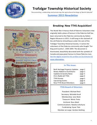 Trafalgar Township Historical Society Newsletter 2015 Summer