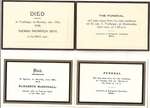 Funeral Cards for Thomas Thompson Dent, 1918, and Elizabeth McDougall Dent, 1913