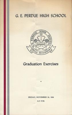 Gordon E. Perdue High School, 1964 Graduation Programme