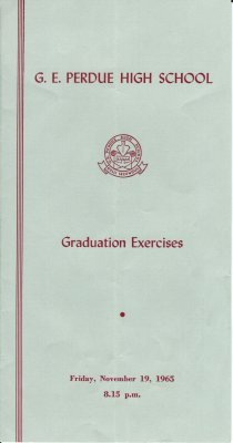 Gordon E. Perdue High School, 1965 Graduation Programme