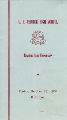 Gordon E. Perdue High School, 1967 Graduation Programme