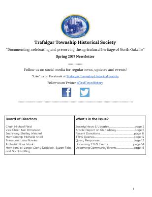 Trafalgar Township Historical Society Newsletter 2017 Spring