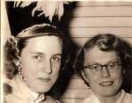 Barb Priestly and Jean Crutcher, Majorettes, Township of Trafalgar Police Boys Band, late 1950's