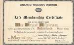 Mrs. Ernest Henderson, Life Membership Certificate, Palermo Women's Institute, 1953