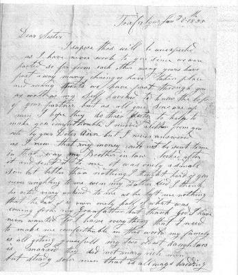 1855 Letter from Mary (Buckton) Hardy to Her Sister, Elizabeth (Buckton) Coates