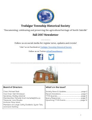 Trafalgar Township Historical Society Newsletter 2017 Fall