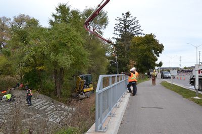 Repairing the Base of the Spillway, Fourteen Mile Creek at Dundas, October 2018