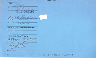 1054 Third Line, Oakville, Canadian Inventory of Heritage Buildings, 1972