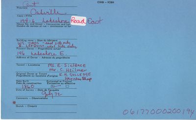 194-6 Lakeshore Road East, Oakville, Canadian Inventory of Heritage Buildings, 1972