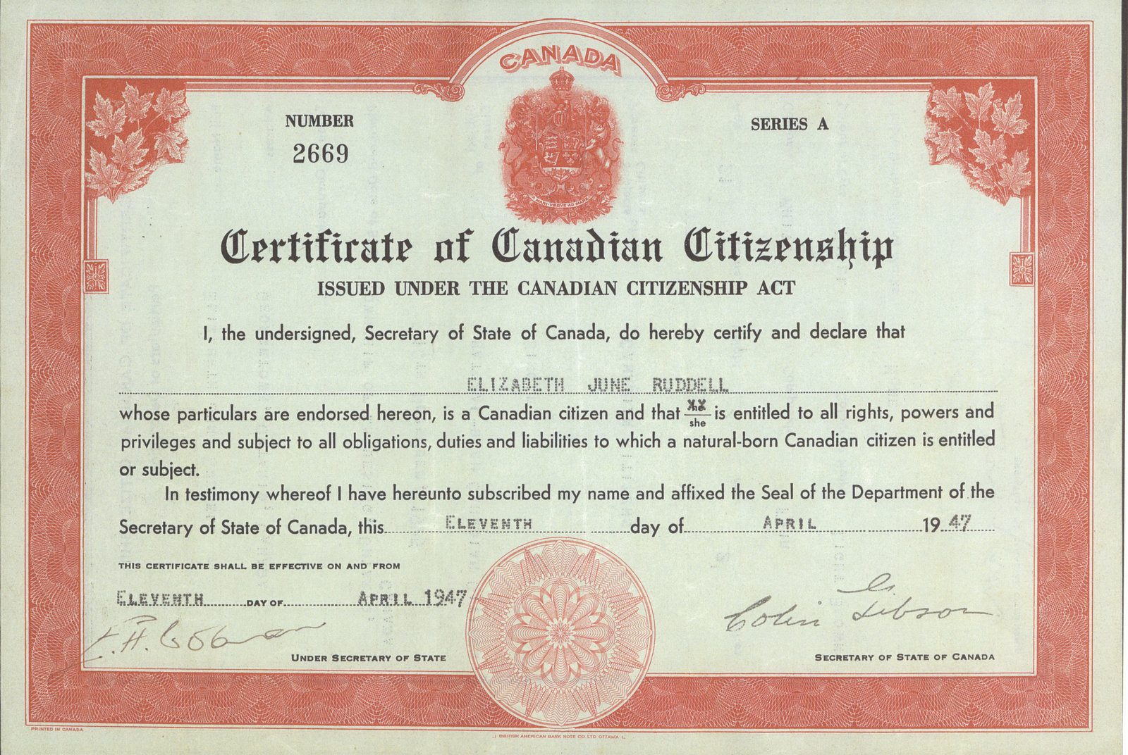 CDN Citizenship Certificate Ruddell Halton Images