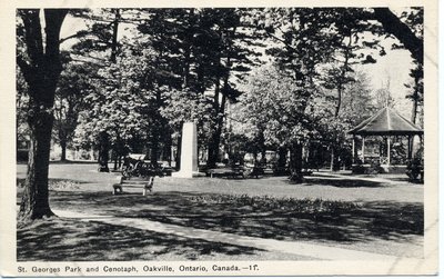 Postcard of George's Square with Cenotaph, Oakville, Ontario, Canada