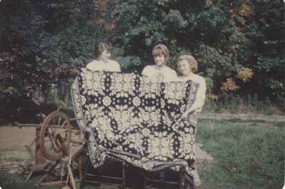 Mackenzie Tapestry. Audrey, Marilyn, and Eleanor Cairns, November 1951.