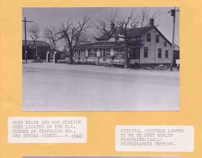 Store and gas station at Trafalgar Road and Dundas Street.