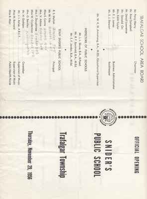 Snider's School Opening Program, November 29, 1956