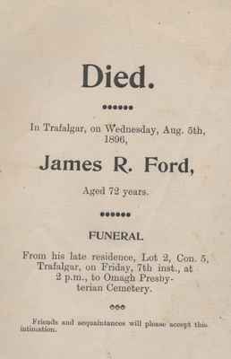 Funeral Card for James R. Ford