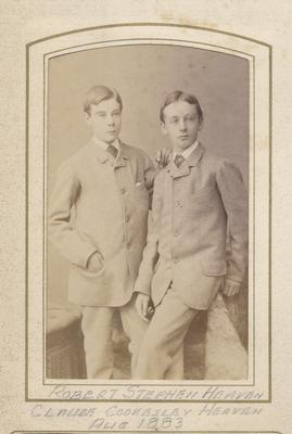 Robert Stephen Heaven (1867-1889) and Claude Cooksley Heaven (1869-1956) in August 1883.