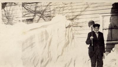 Richard Wilson Shoveling Snow At Sheridan, Circa 1900.