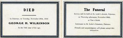 Memoriam Card for George H. Wilkinson