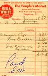 Receipt from The People`s Market, Nesterville, 1962