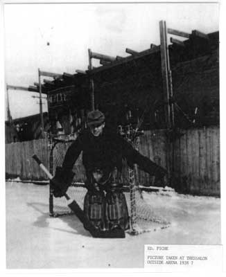 Hockey Goalie, Ed Piche, Thessalon, Winter 1938