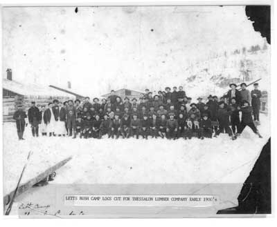 Loggers at Lett's Bush Camp, Thessalon, Ontario, circa 1900