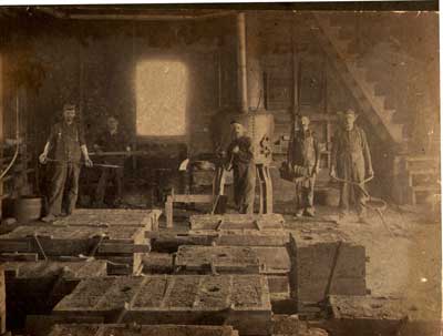 Workers at Teskey's Foundry, Thessalon, circa 1900